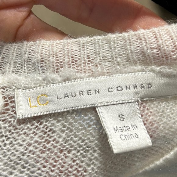 Lauren Conrad Sheer Long Sleeve Pullover Crewneck Sweater Cloud woman Small 1551 - Picture 4 of 6